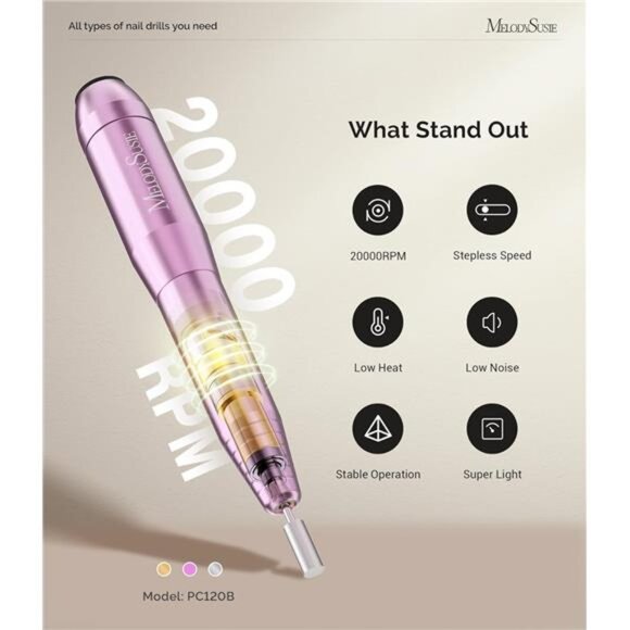 Portable Electric Nail Drill,Compact Efile Electrical Professional Nail File Set - Picture 4 of 7